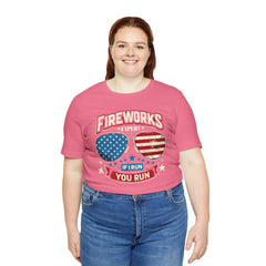 Fireworks Expert, If I Run You Run, Sunglasses  Graphic, Unisex Jersey Short Sleeve Tee