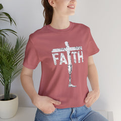 Faith Cross Prosthetic Leg T‑Shirt — Amputee Inspirational Christian Tee