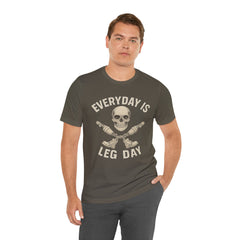 Fitness Tee | Leg Amputee Funny Skull, Everyday Leg Day Gym Shirt, Workout Top