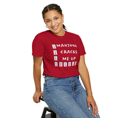 Mahjong Cracks Me Up, Comfort Colors 1717, Funny Graphic Tee, Unisex Garment-Dyed T-shirt, gift for mahjong player, mahjong lover gift, casual wear tee, humorous t-shirt, novelty mahjong shirt