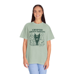 Cryptid Group Therapy Bigfoot, Mothman and Loch Nessie Unisex T-Shirt, Funny Graphic Tee, Gift for Cryptid Lovers, Quirky Casual Wear, Cool Humor Shirt