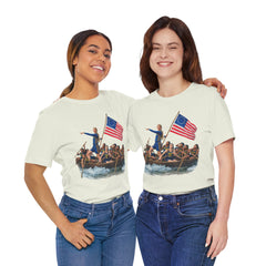 Historical Fever Patriot T‑Shirt — Revolutionary Flag Rowboat Design