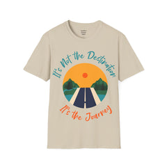 Its Not The Destination Its The Journey Retro Sunset Unisex Softstyle T-Shirt  A unique motivational expression of setting goals