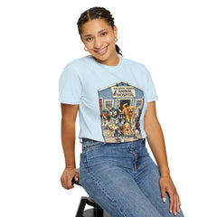 Front Graphic "Who Let the Dogs Out?" Baldwin Harbor Animal Hospital Cute Vet Clinic T Shirt
