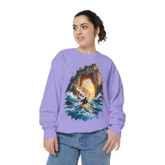 Adventure Kayak Sweatshirt — Comfort Colors Sunset Sea Arch Graphic