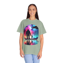 Bigfoot & Alien Nightscape T-Shirt — Sasquatch UFO Graphic Tee