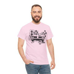 Abstract Retro Racing Car Unisex Heavy Cotton Tee | Perfect for Car Enthusiasts, Father's Day Gift, Casual Wear, Vintage Style, Unique Graphic Shirt