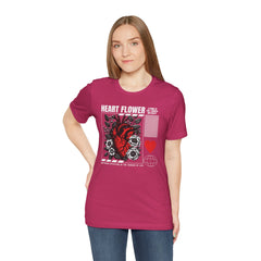 Heart Flower Tee - Nuturing Affection In The Garden Of Life - Positive Vibes Unisex Jersey Short Sleeve Tee