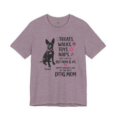 Personalized Your Dog and its name Mother's Day T-Shirt — 'Treats. Walks. Toys. Naps.