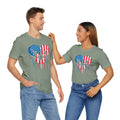 Red White and Blue Heart with Jets Graphic, Unisex Jersey Short Sleeve Tee