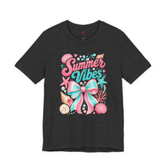 Summer Vibes Tee — Pastel Seashell Bow Beach T-Shirt