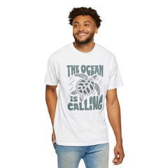 Sea Turtle, The Ocean Is Calling -  Graphic Unisex Garment-Dyed T-shirt