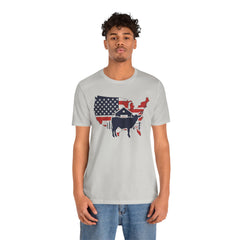 Red White and Blue Farmer Graphic, Unisex Jersey Short Sleeve Tee