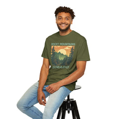 Rocky Mountains Colorado Graphic, Comfort Colors Soft Relaxed Fit Unisex Garment-Dyed T-shirt