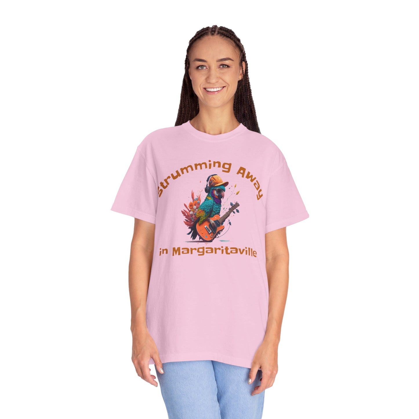 Parrot Strummin Away In Margaritaville - Unisex Garment-Dyed T-shirt